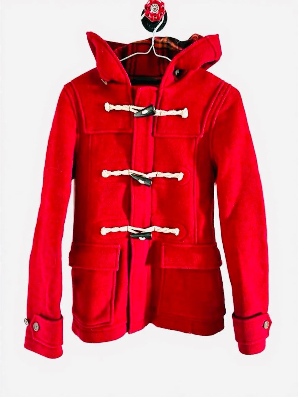 TNA deep red wool toggle coat